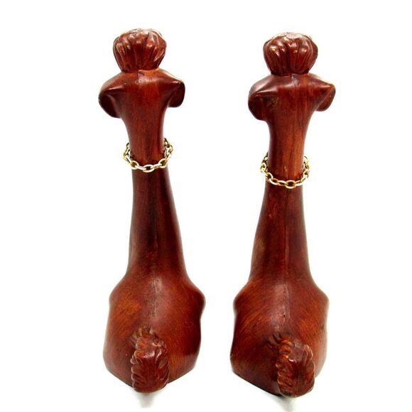 Vintage Long Neck Poodle Figurines Rhinestone Eyes - Picture 5 of 12